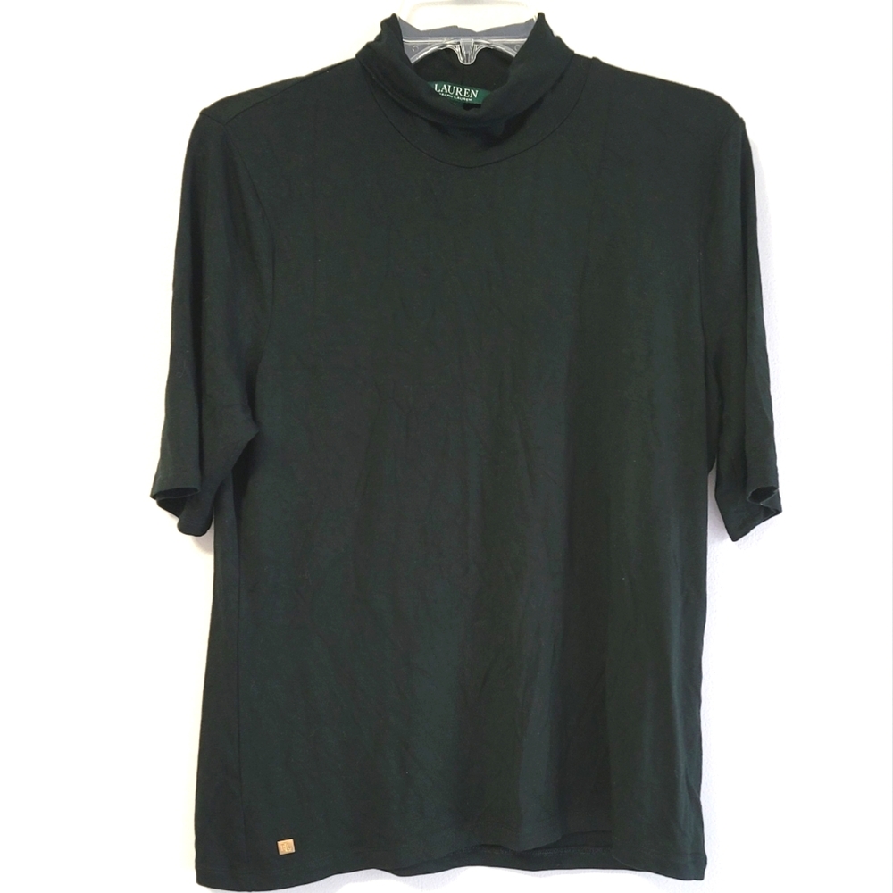 Lauren Ralph Lauren Black Stretchy Half Sleeve Turtleneck Size XL